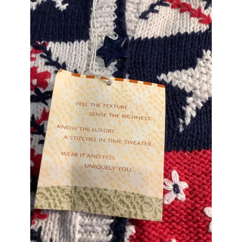 NWT Vintage Stitches in Time 90s Cardigan Women’s 1X Patriotic Granny Core USA - Picture 6 of 12